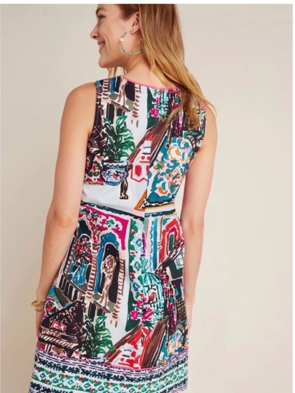 Anthropologie Mini Amelia Shift Dress Printed Swing Dress Size M - Picture 3 of 6